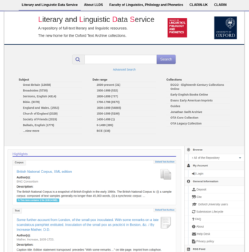 LLDS repository web page screenshot